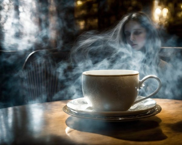 Porcelain Cup and Saucer in Atmospheric Setting
