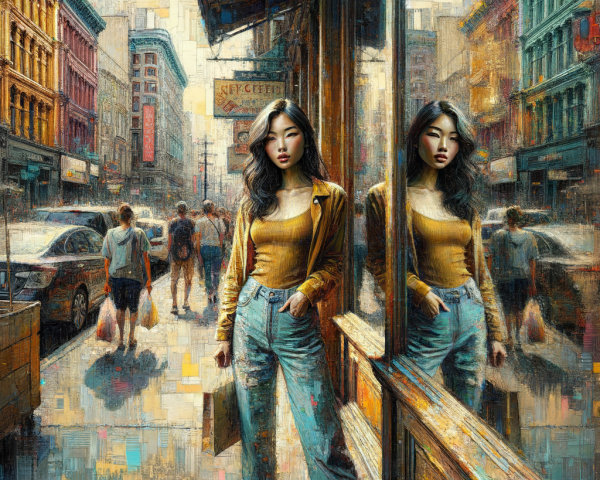Urban Street Scene with Stylish Woman and City Vibe