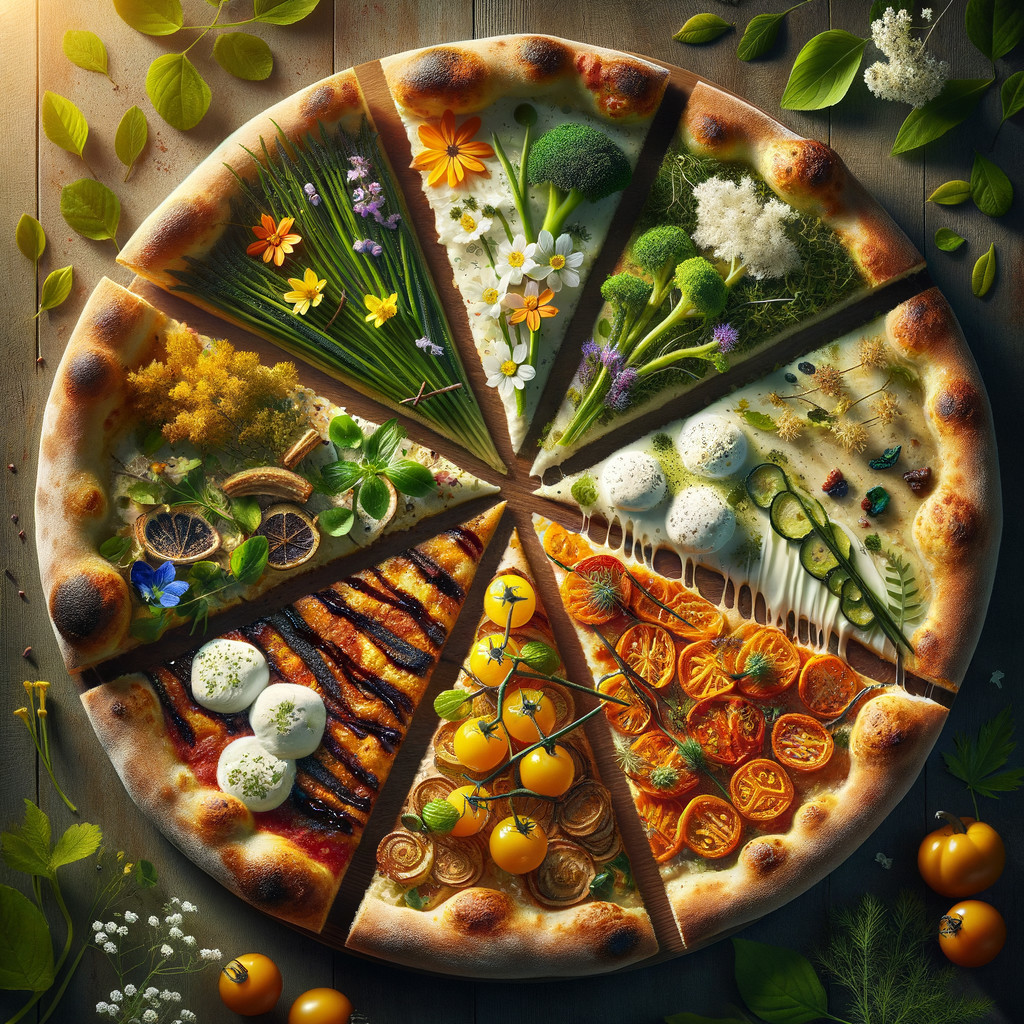 Artistic Vegetable Pizza with Colorful Toppings