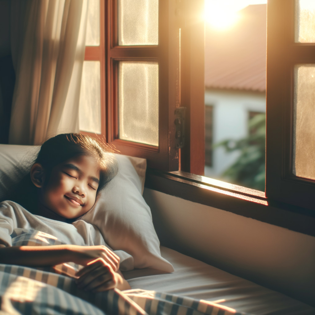 Young Girl Sleeping in Cozy Morning Light