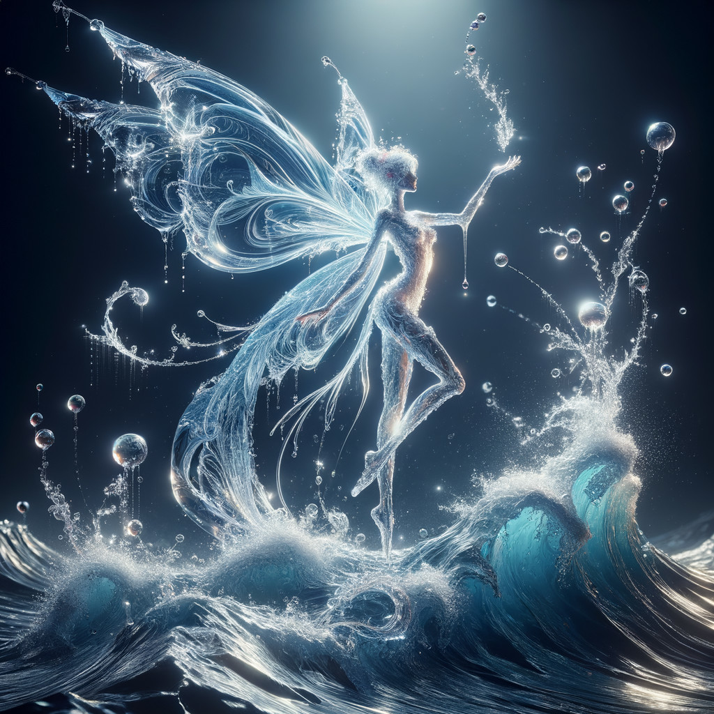 Luminous Water Fairy Dancing on Crashing Waves