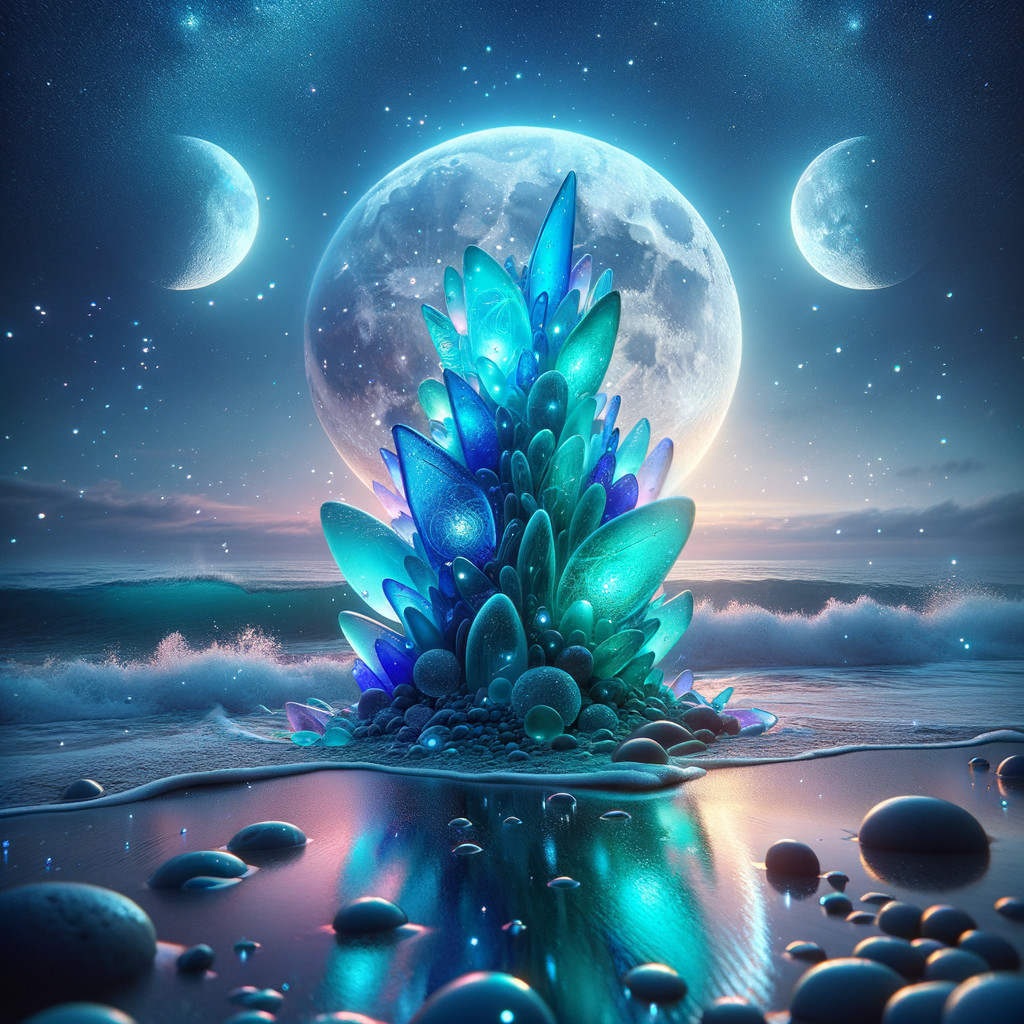 Vibrant Crystal Formation in Fantastical Seascape