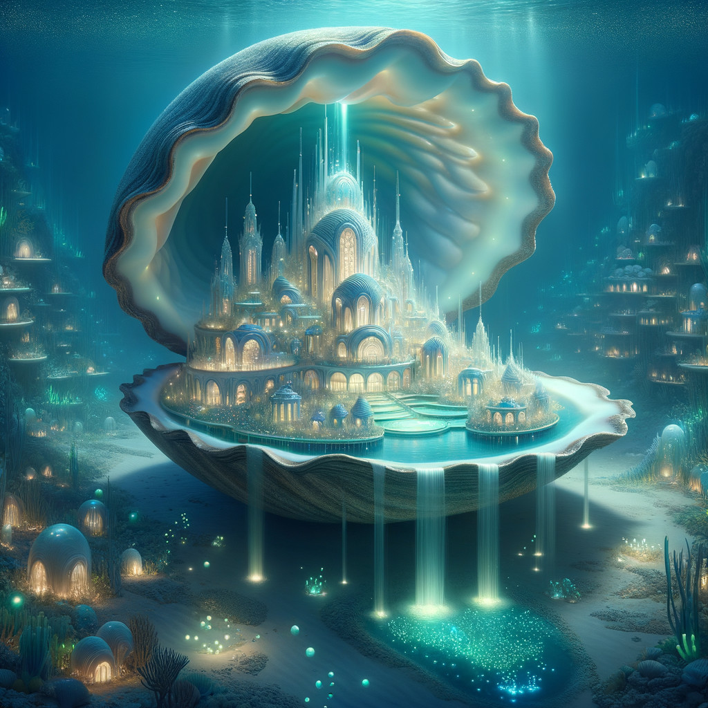 Underwater City Revealed by Luminous Seashell