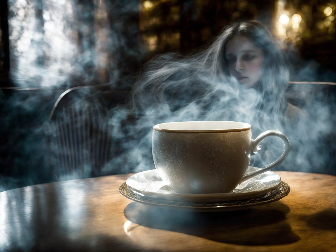 Porcelain Cup and Saucer in Atmospheric Setting