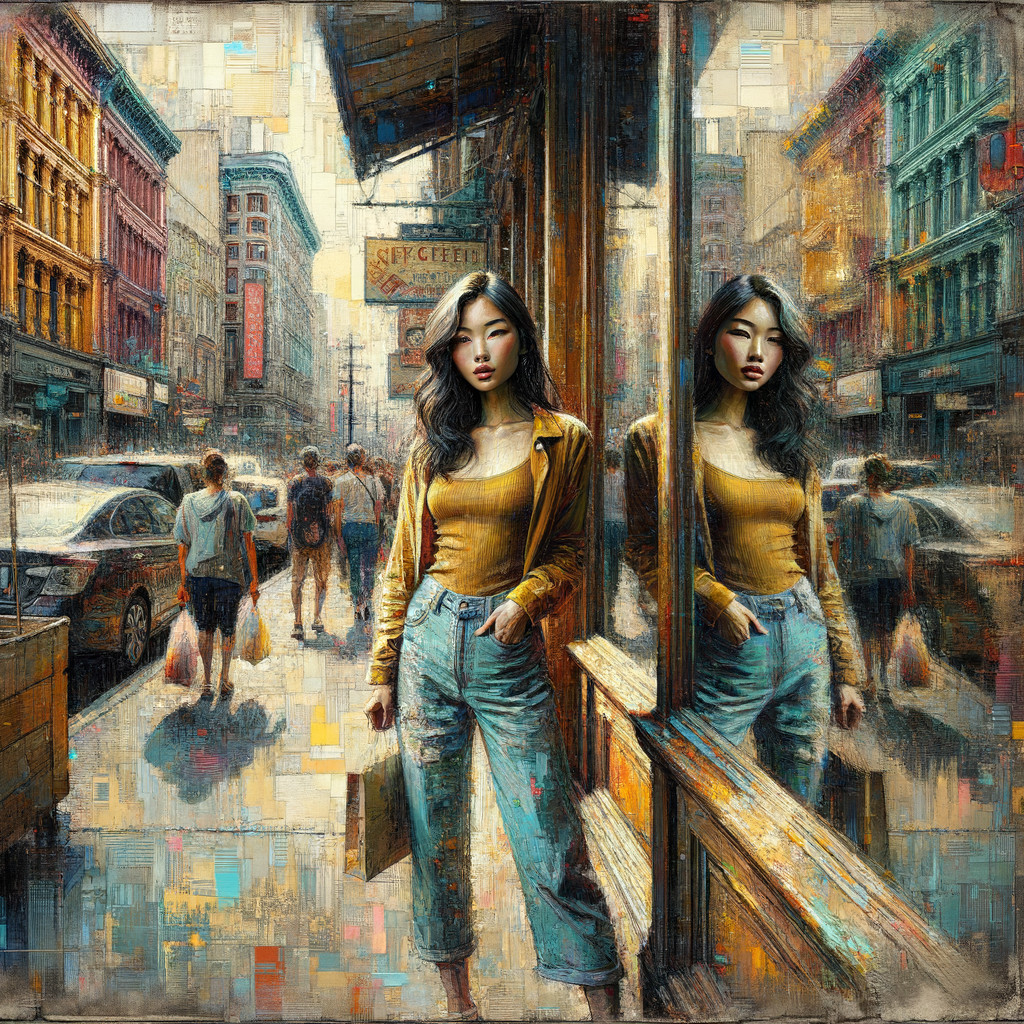 Urban Street Scene with Stylish Woman and City Vibe