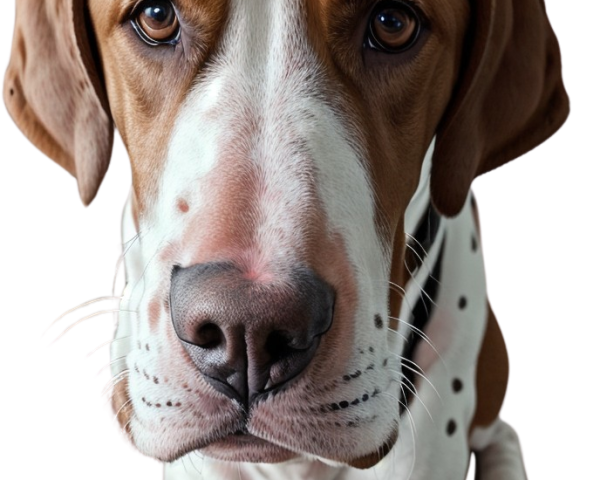 Brown and White Dog with Soulful Eyes and Floppy Ears on Black Background