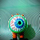 Whimsical Character with Colorful Eye and Stripes