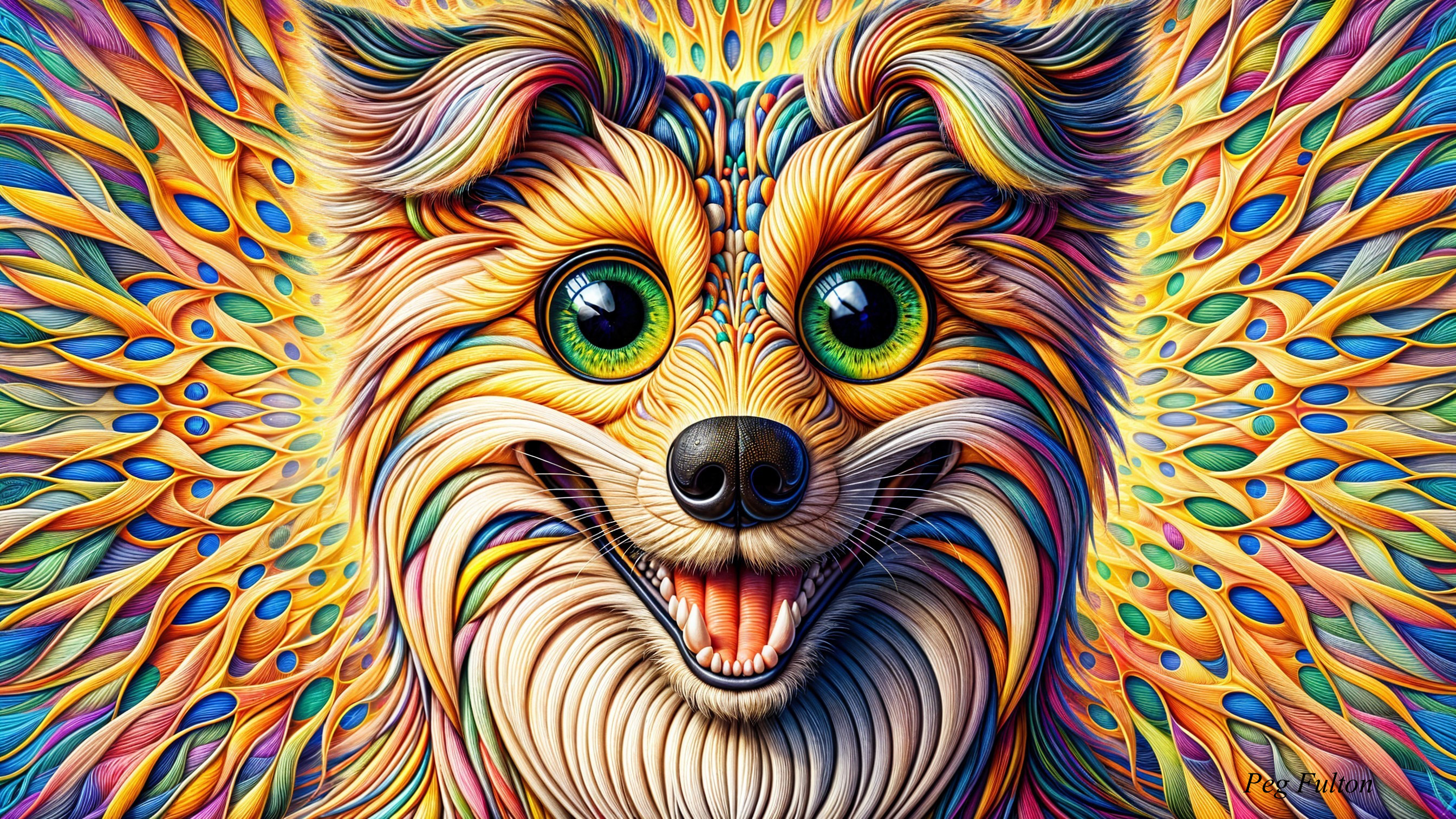 Colorful Abstract Representation of a Cheerful Dog