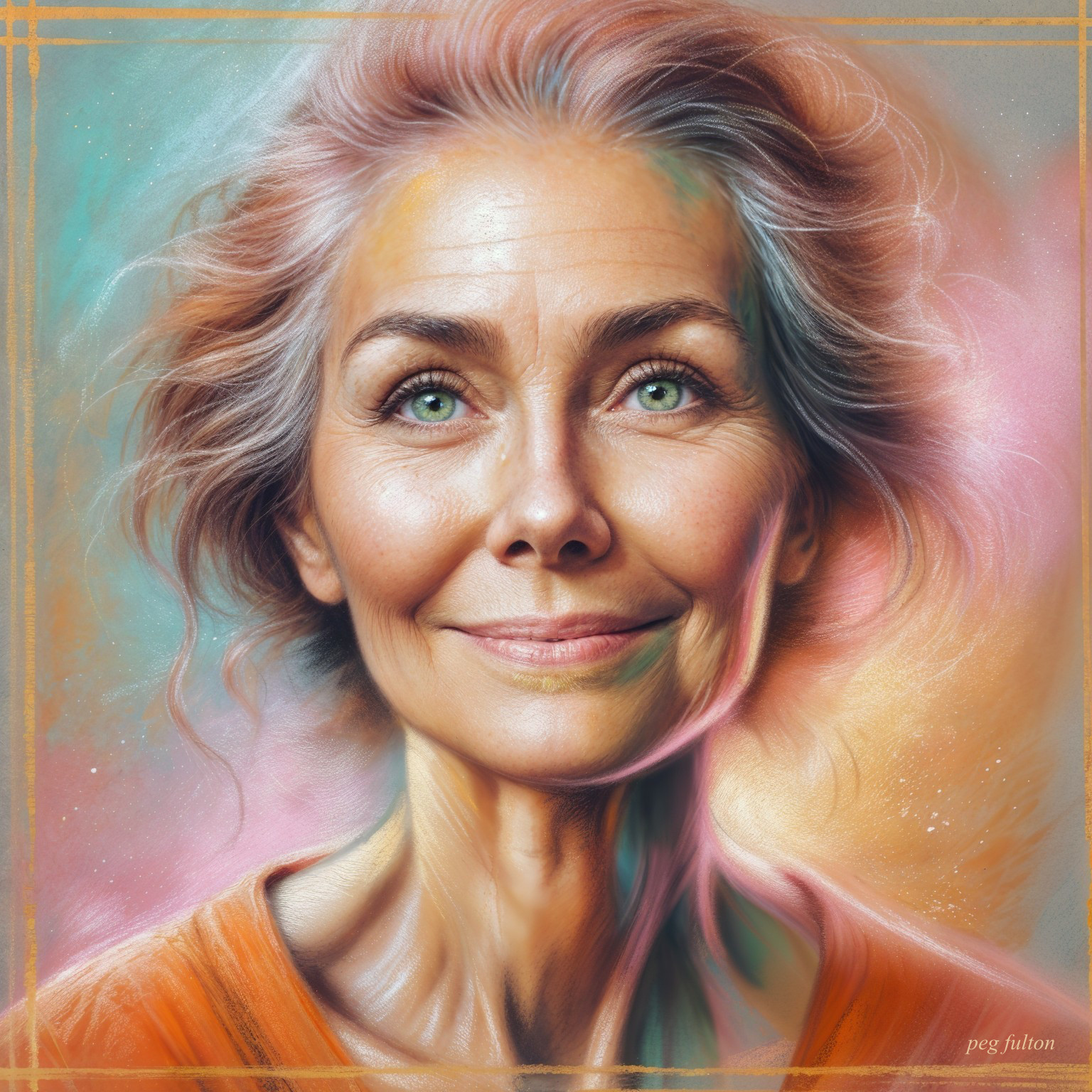 Elderly Woman with Green Eyes and Warm Smile