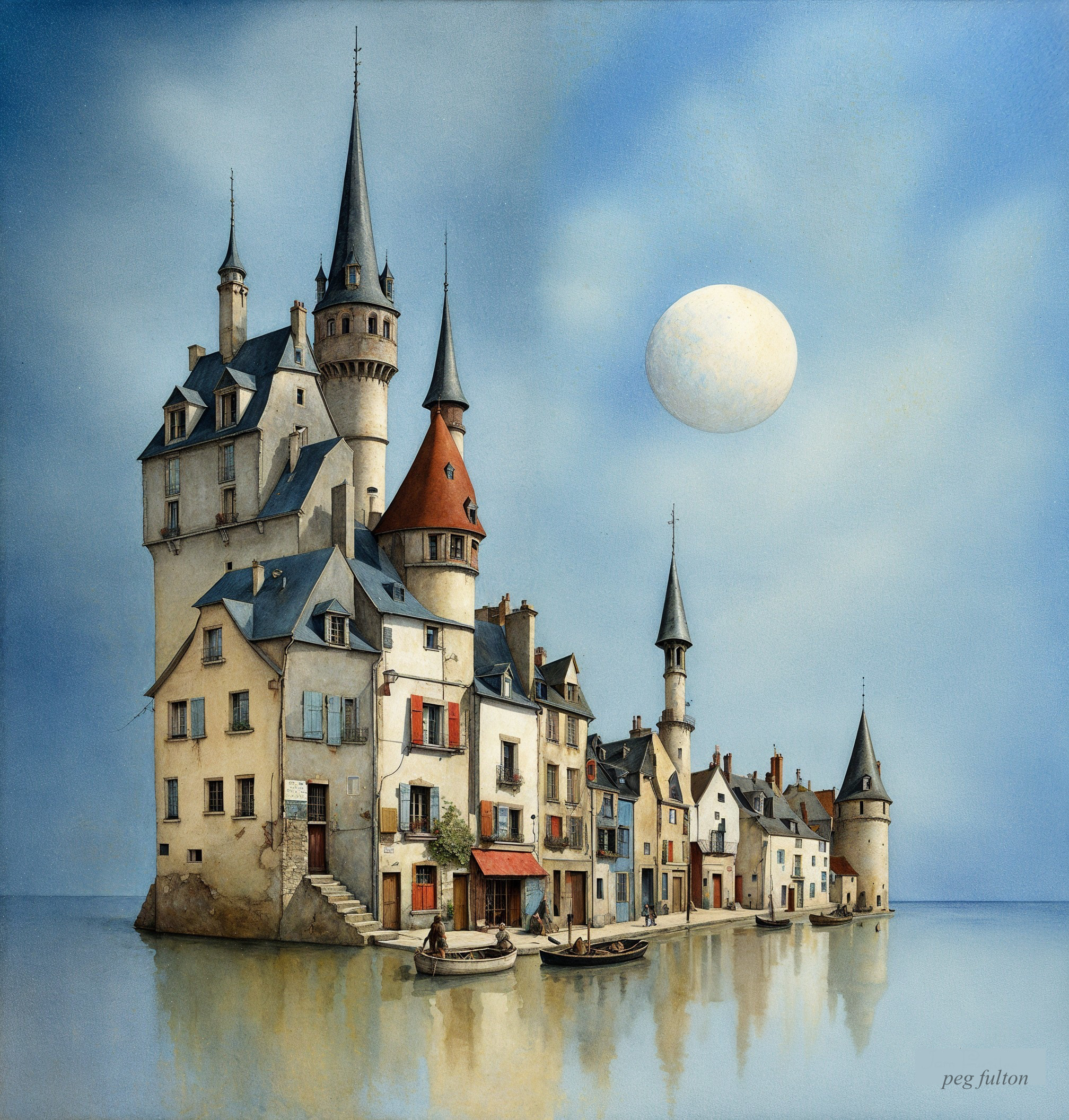 Fantastical Castle by Water with Whimsical Architecture