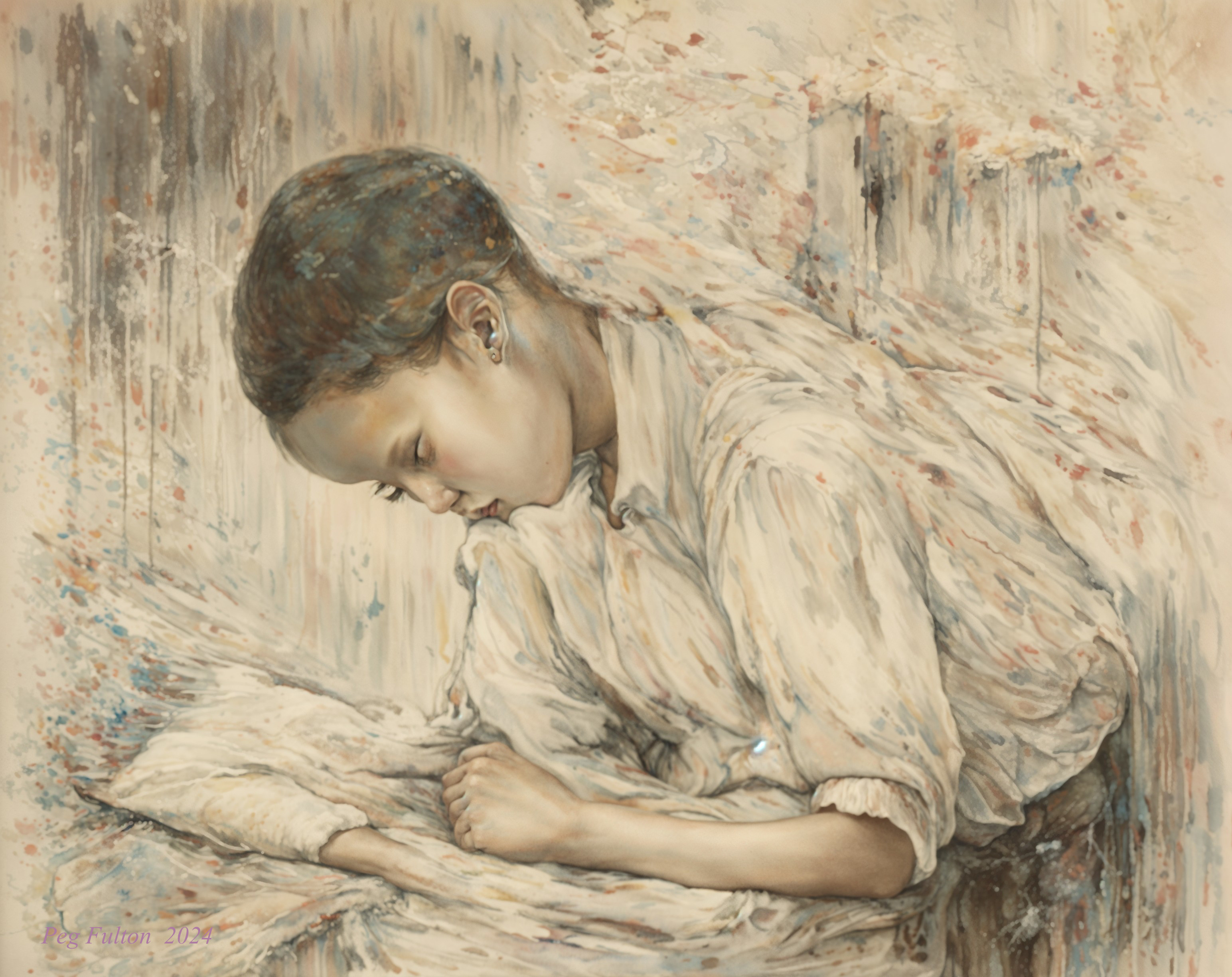 Contemplative Young Girl Reading in Soft Tones