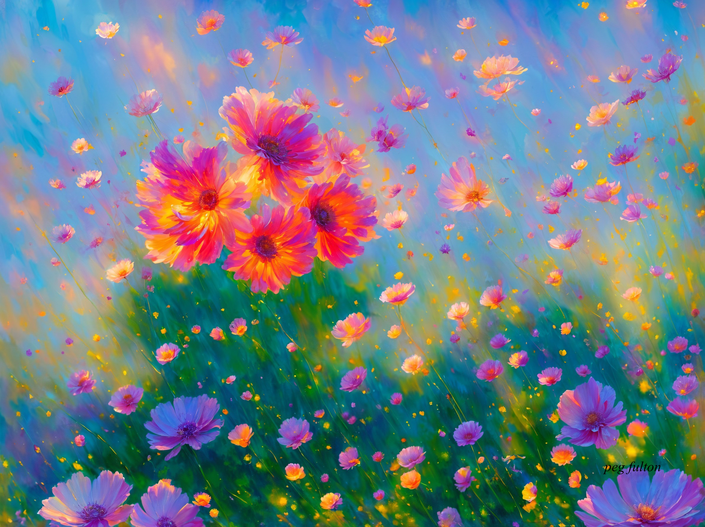 Vibrant Floral Landscape with Colorful Flowers