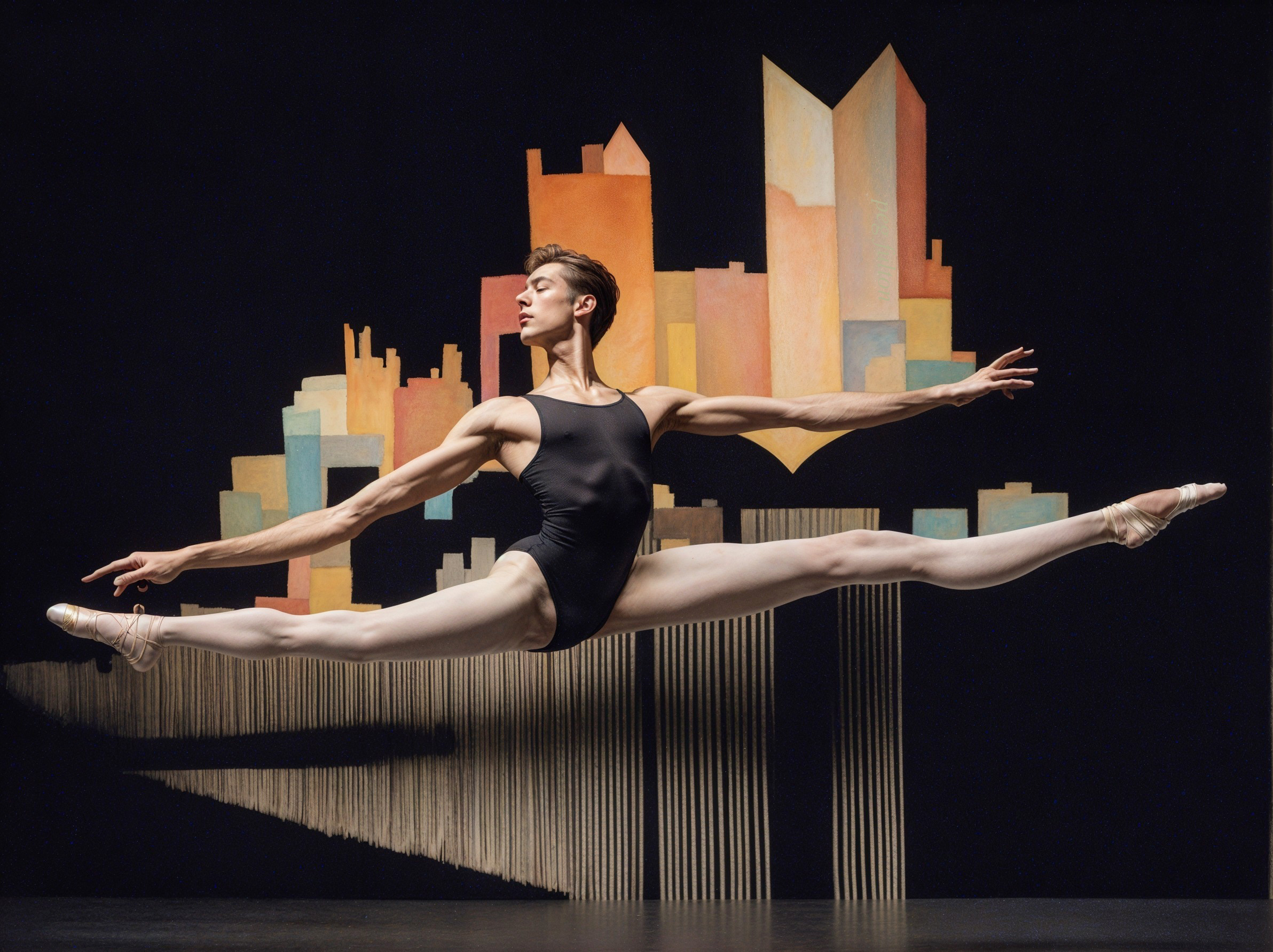 Male Ballet Dancer Performing a Grand Jeté Leap