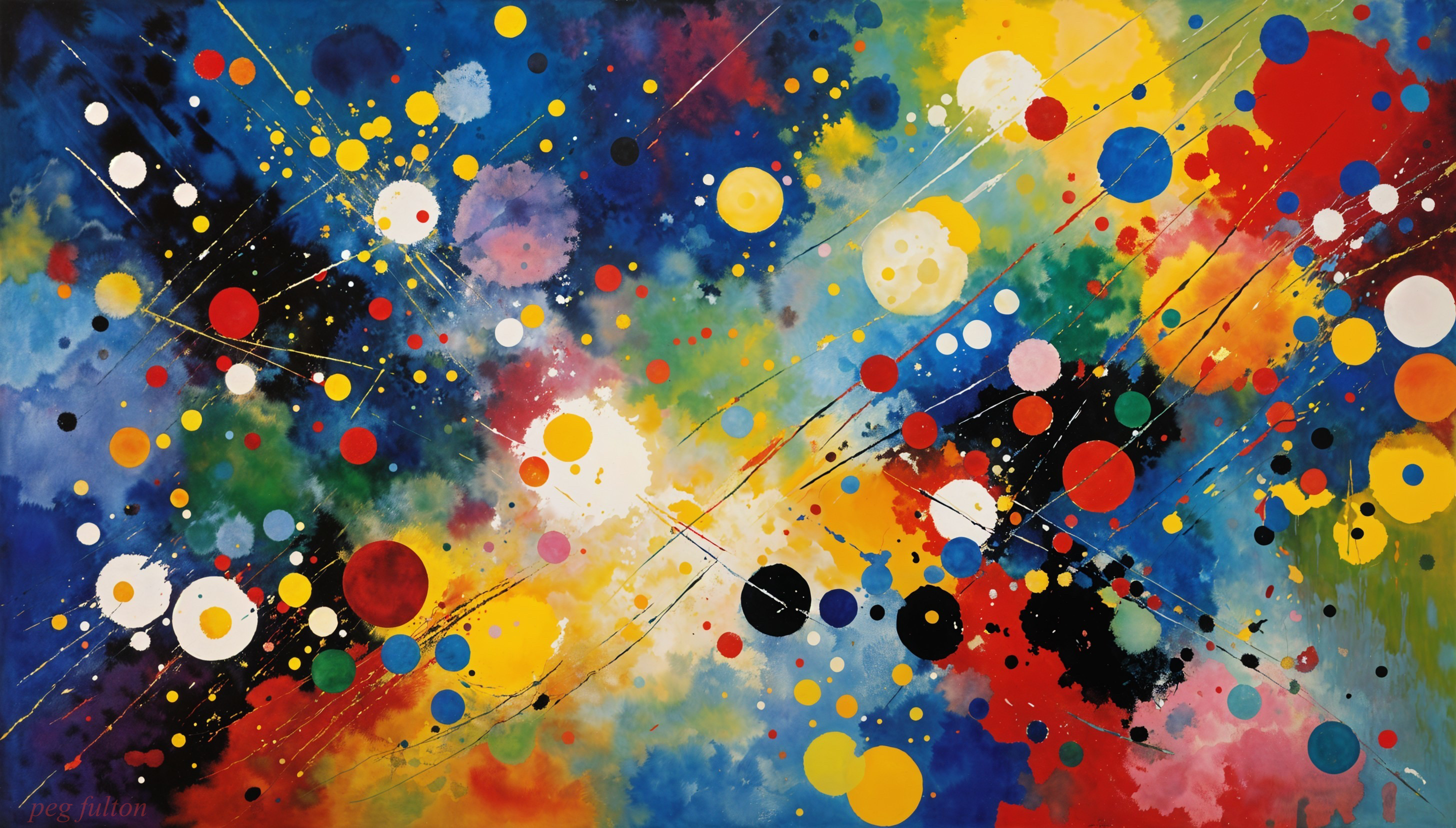 Vibrant Abstract Painting with Dynamic Colors and Shapes