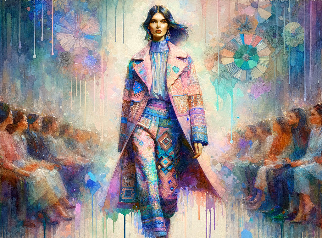 Vibrant Fashion Runway with Colorful Patterns and Textures
