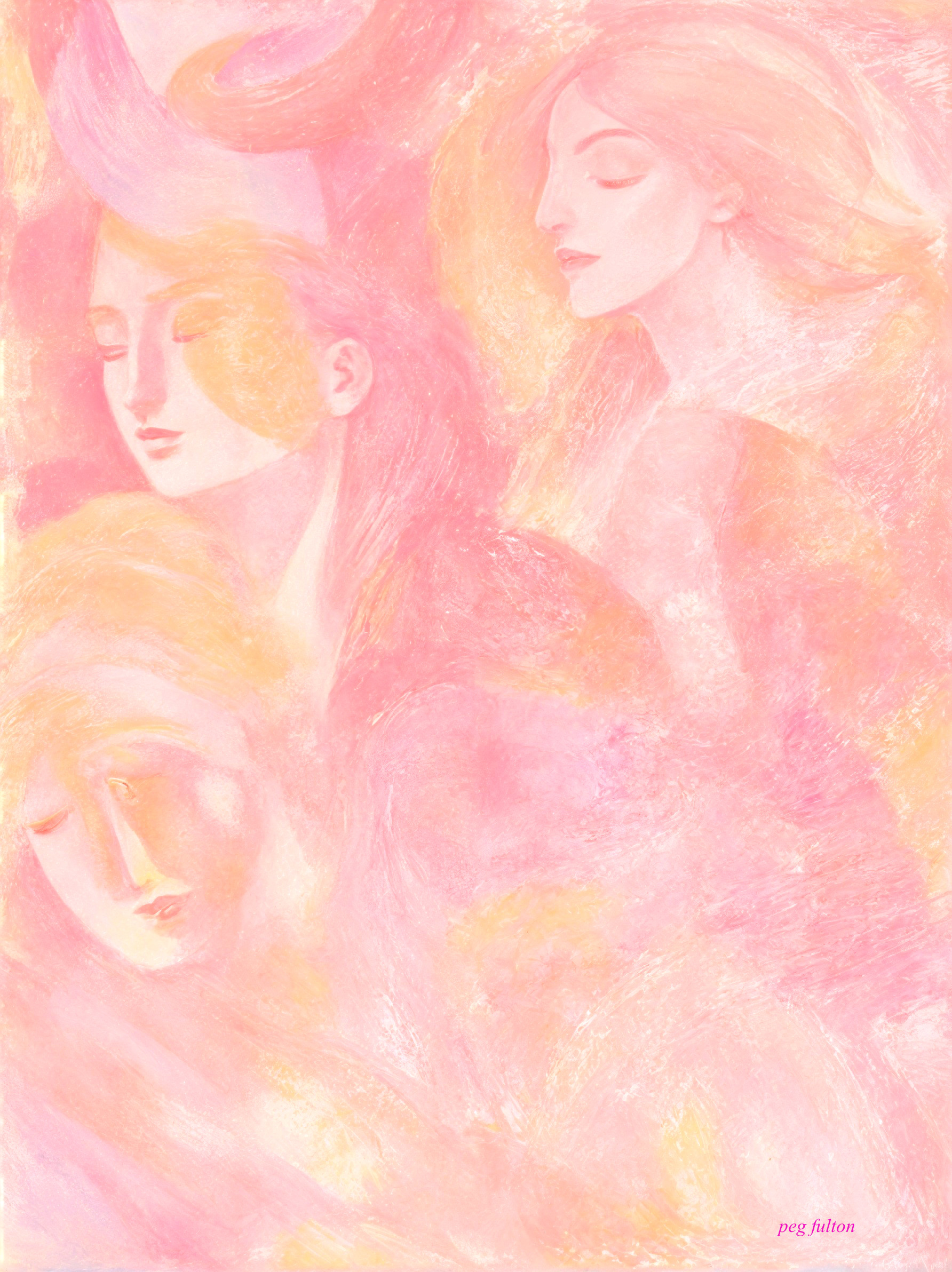 Ethereal Female Figures in Soft Pink Hues