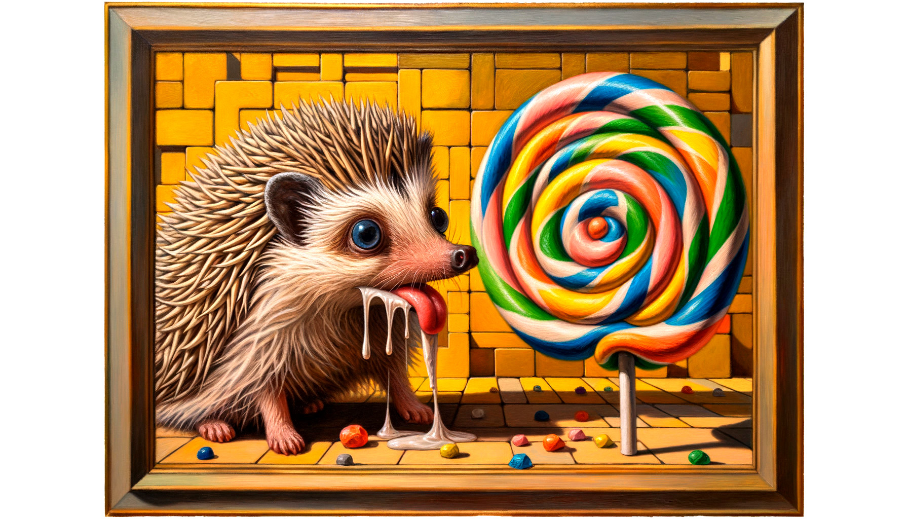 Whimsical Hedgehog with Ice Cream and Lollipop Artwork