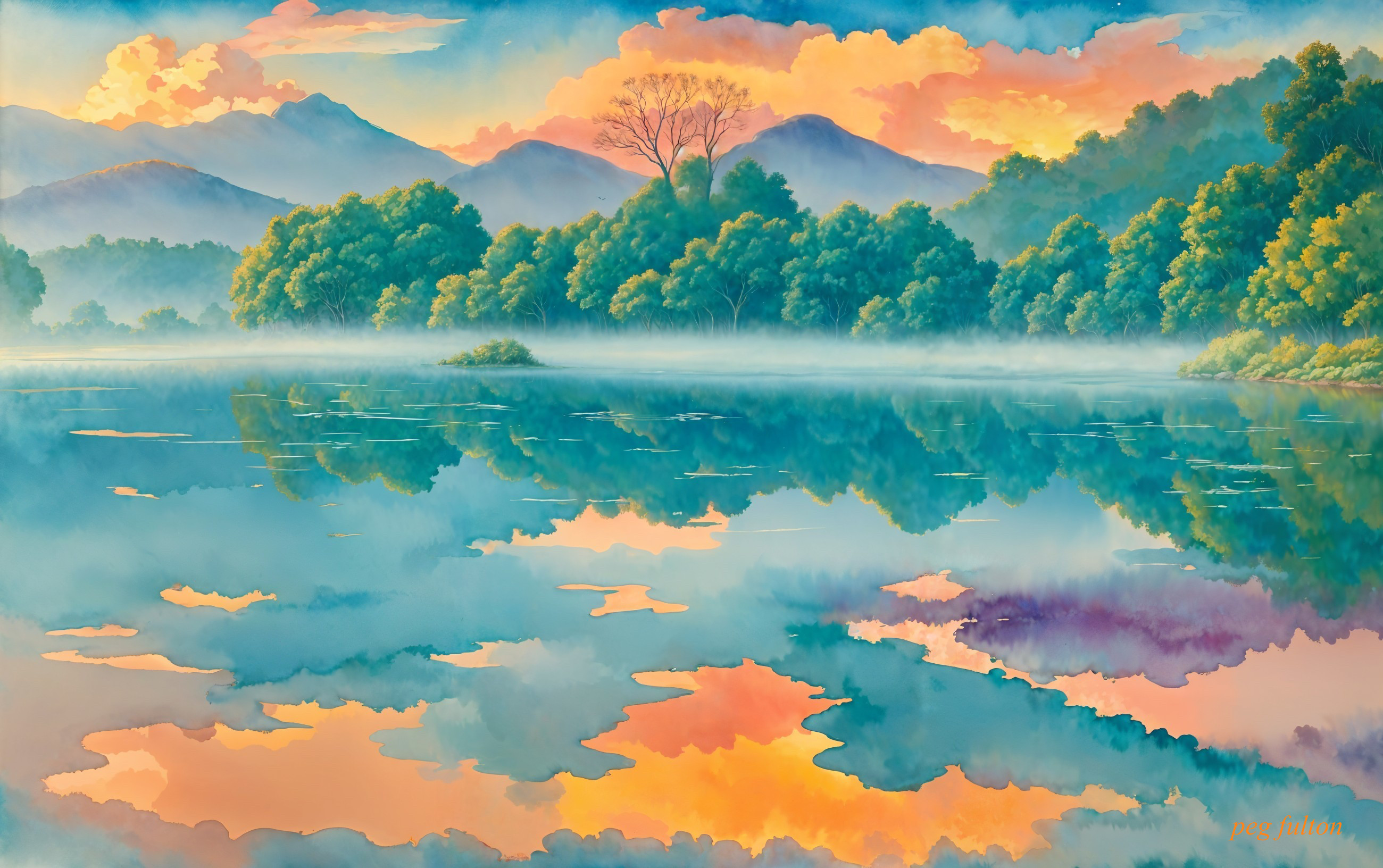 Majestic Mountains and Tranquil Lake at Sunset
