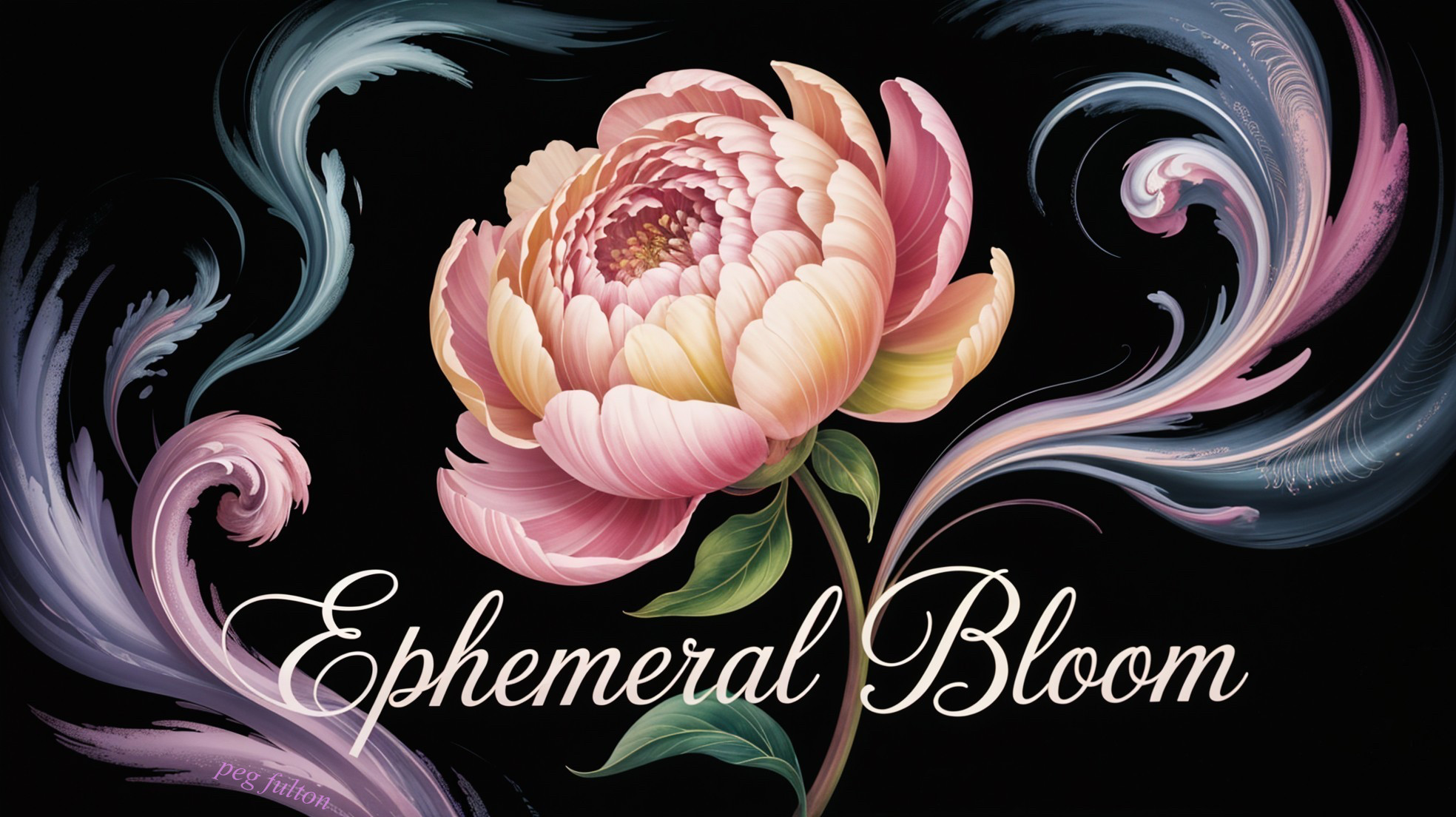 Peony Artwork with Soft Colors and Elegant Patterns