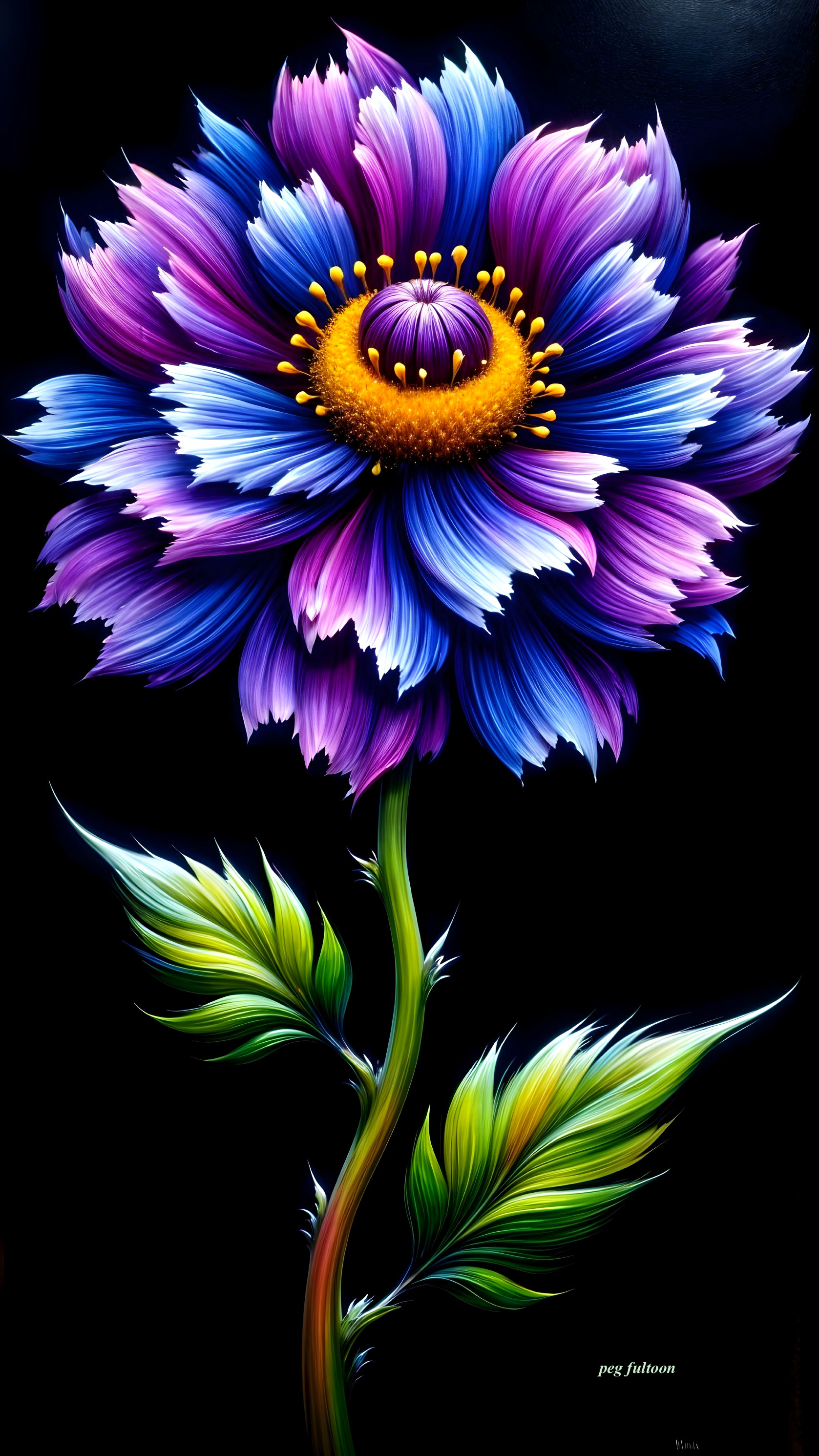 Vibrant Flower with Multi-Colored Petals and Contrast