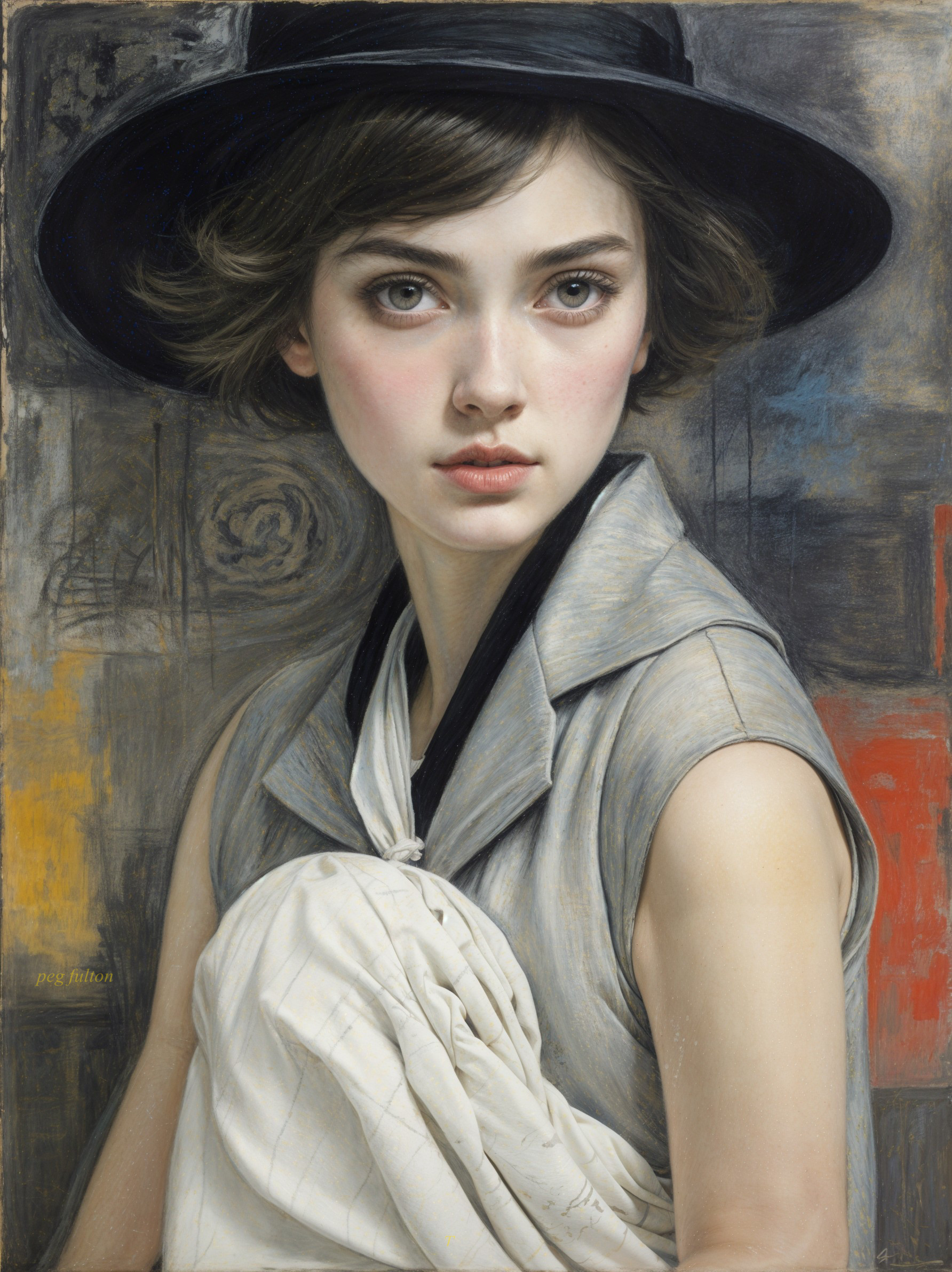 Portrait of a Young Woman in Elegant Attire