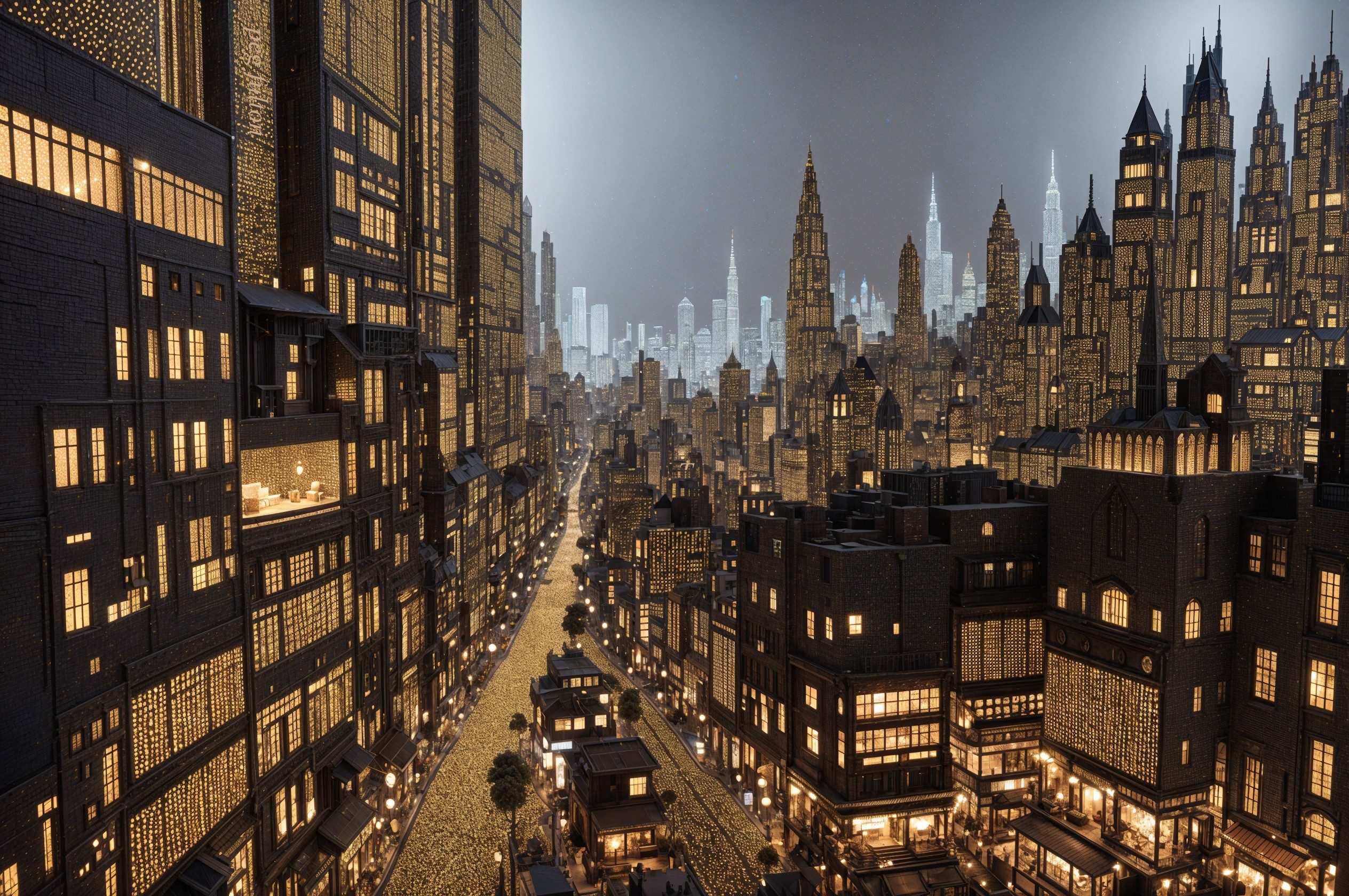 Futuristic Cityscape with Skyscrapers and River Path