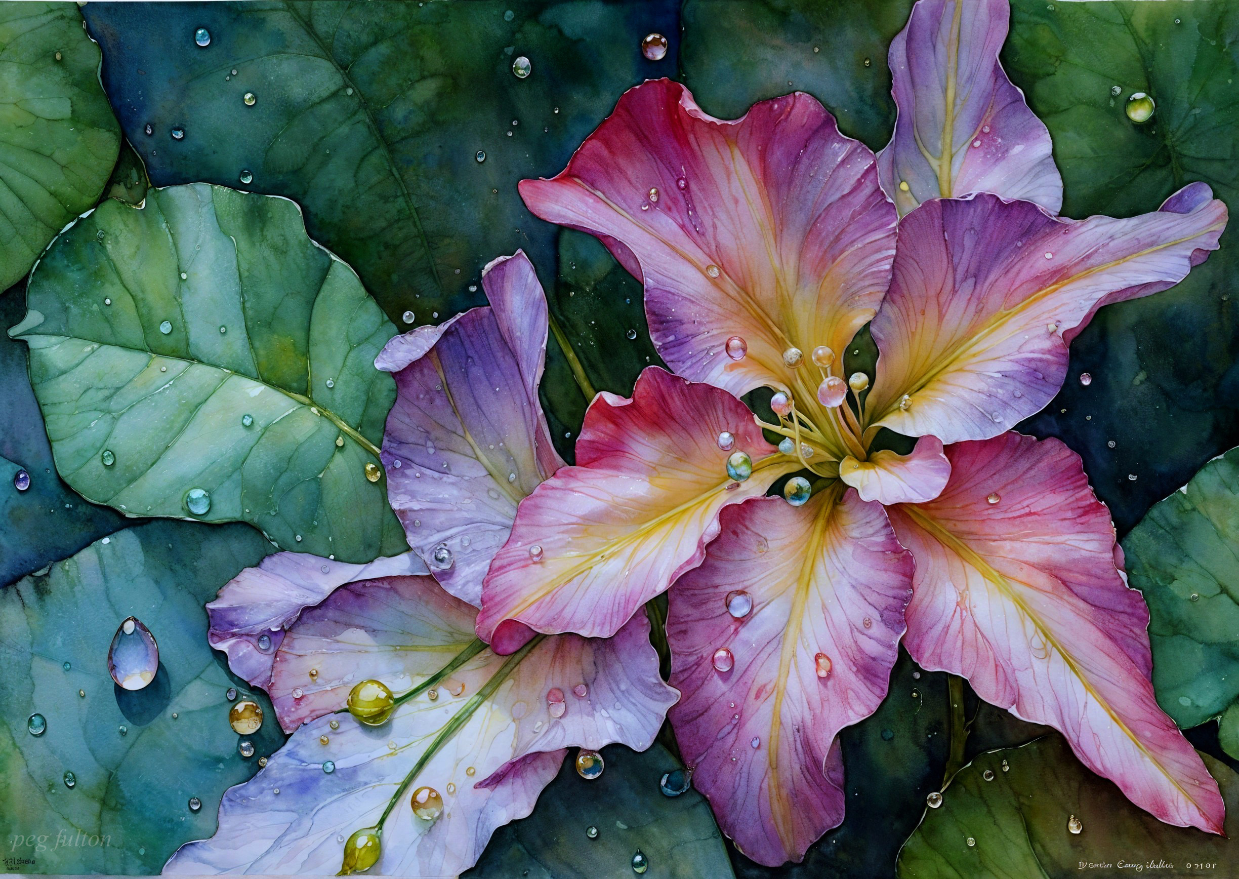 Vibrant Watercolor Painting of Delicate Flowers