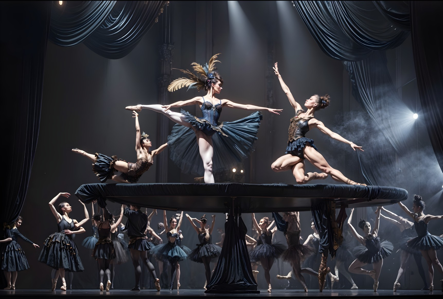 Ballet Performance with Ballerinas in Elegant Costumes