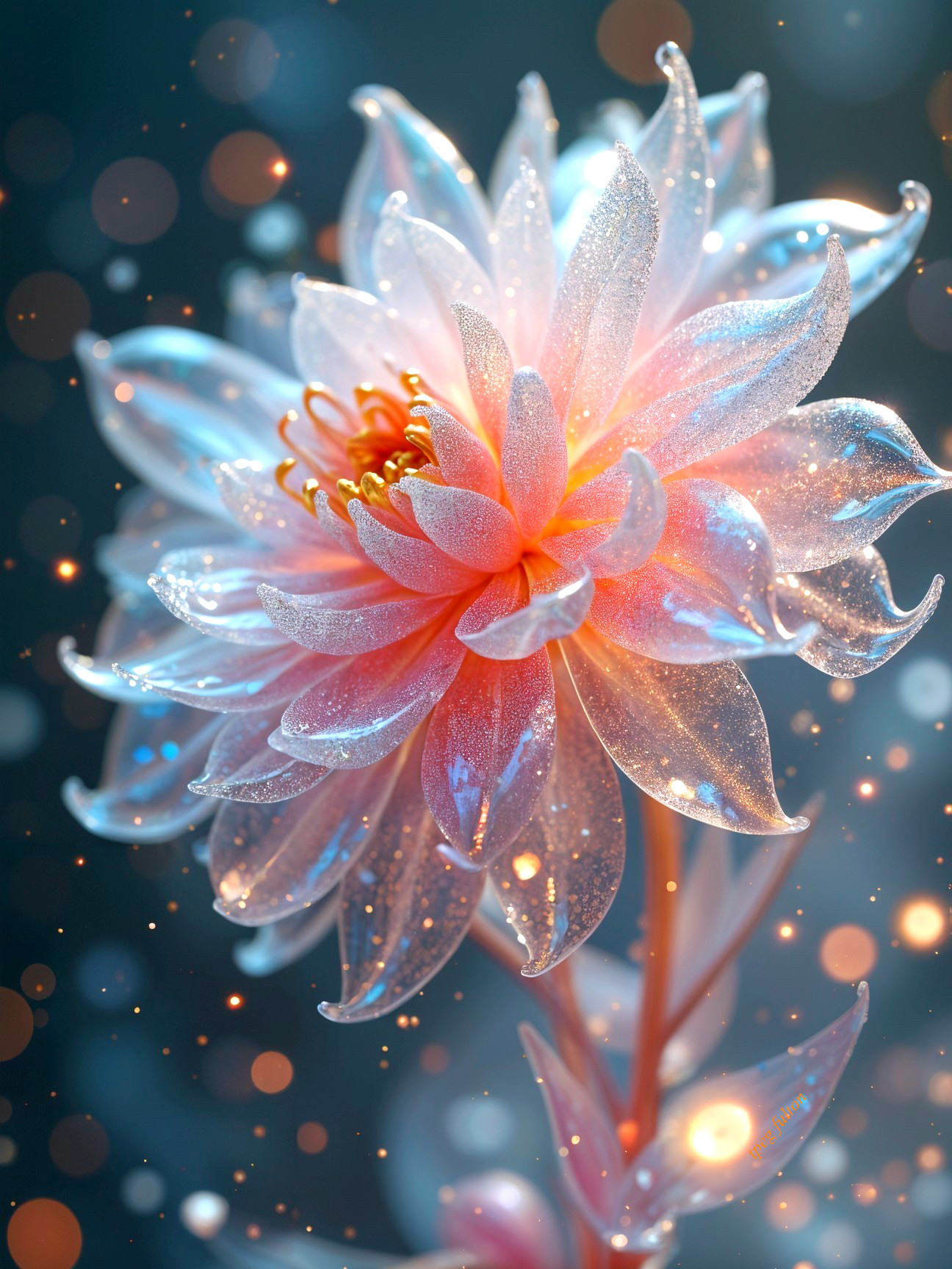 Delicate Pink Flower with Dew and Dreamy Bokeh Background