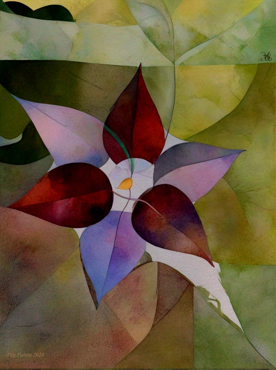 Abstract Floral Composition in Bold Colors and Shapes