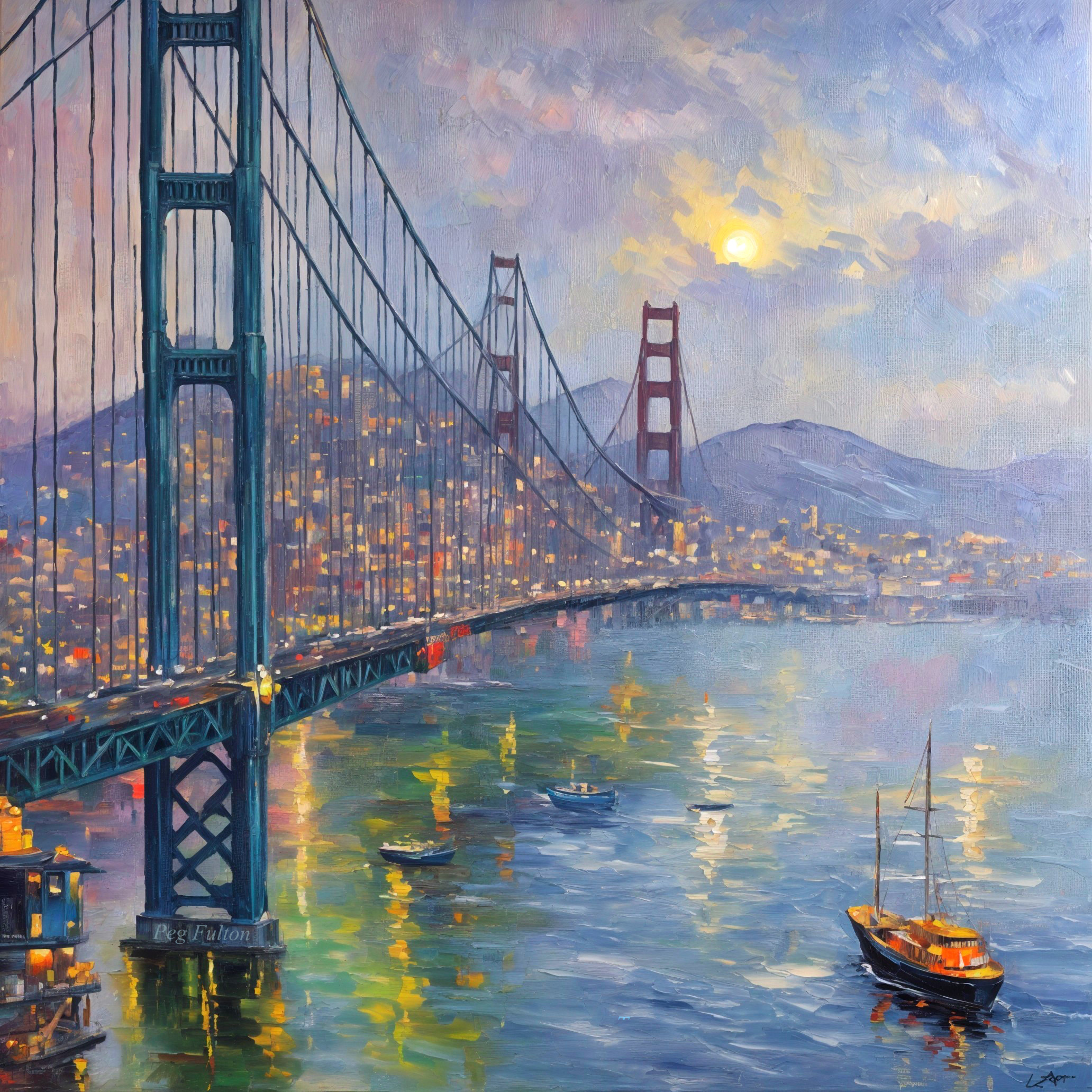 Vibrant Sunset Over Golden Gate Bridge and City Skyline