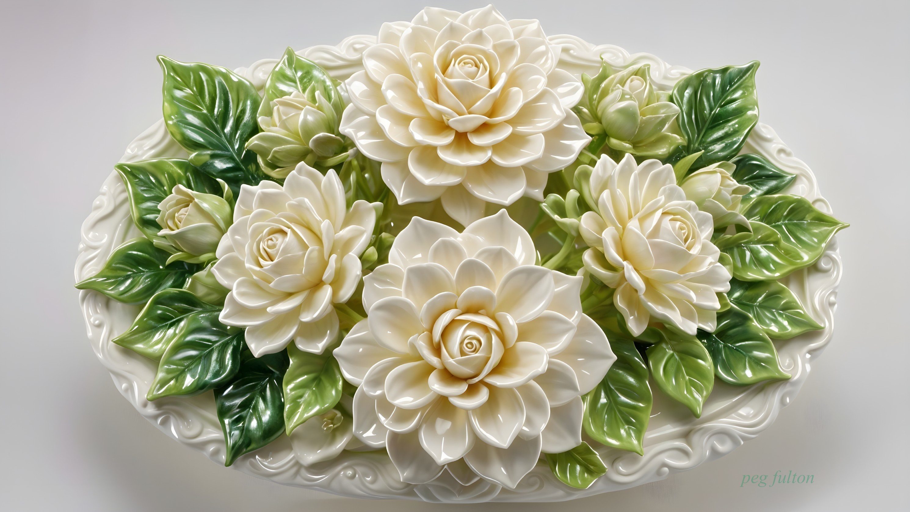 Delicate White Flower Arrangement in Porcelain Design