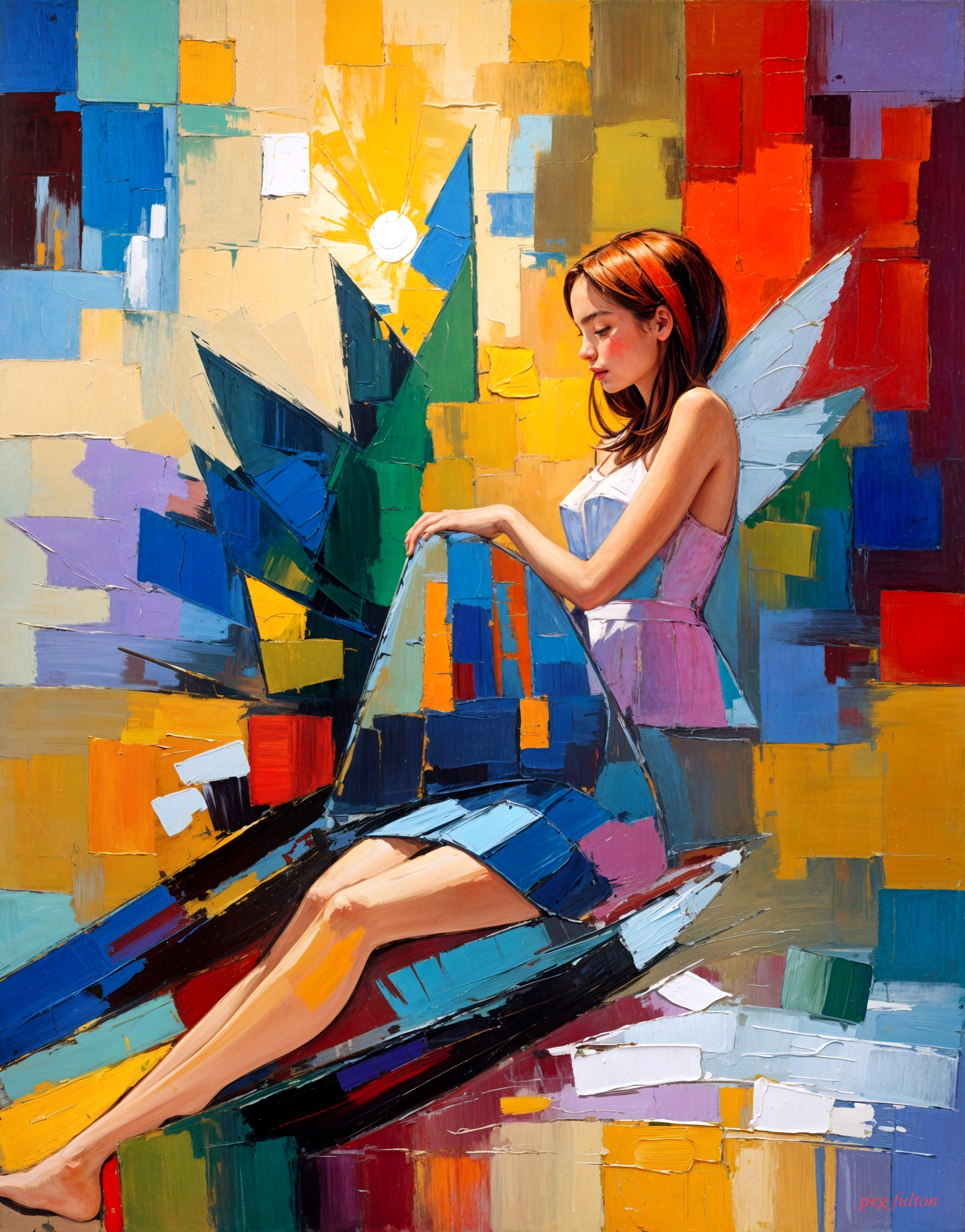 Colorful Painting of Woman with Butterfly Wings