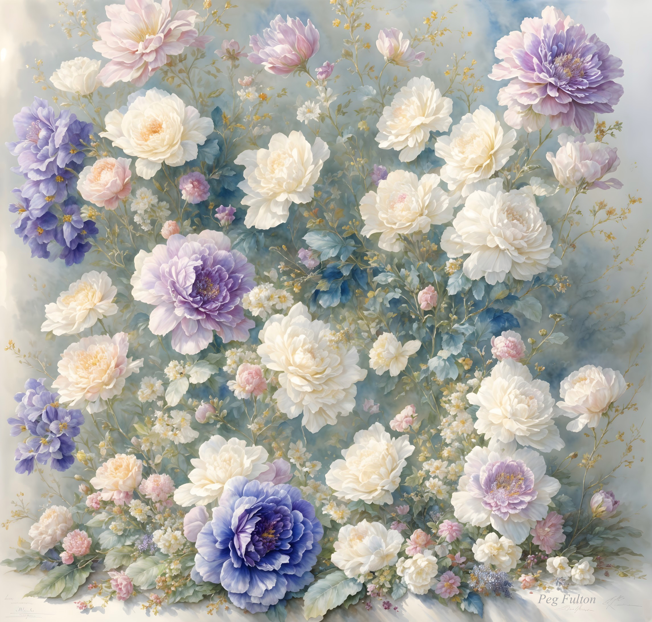 Lush Floral Arrangement in Pastel Hues and Greenery