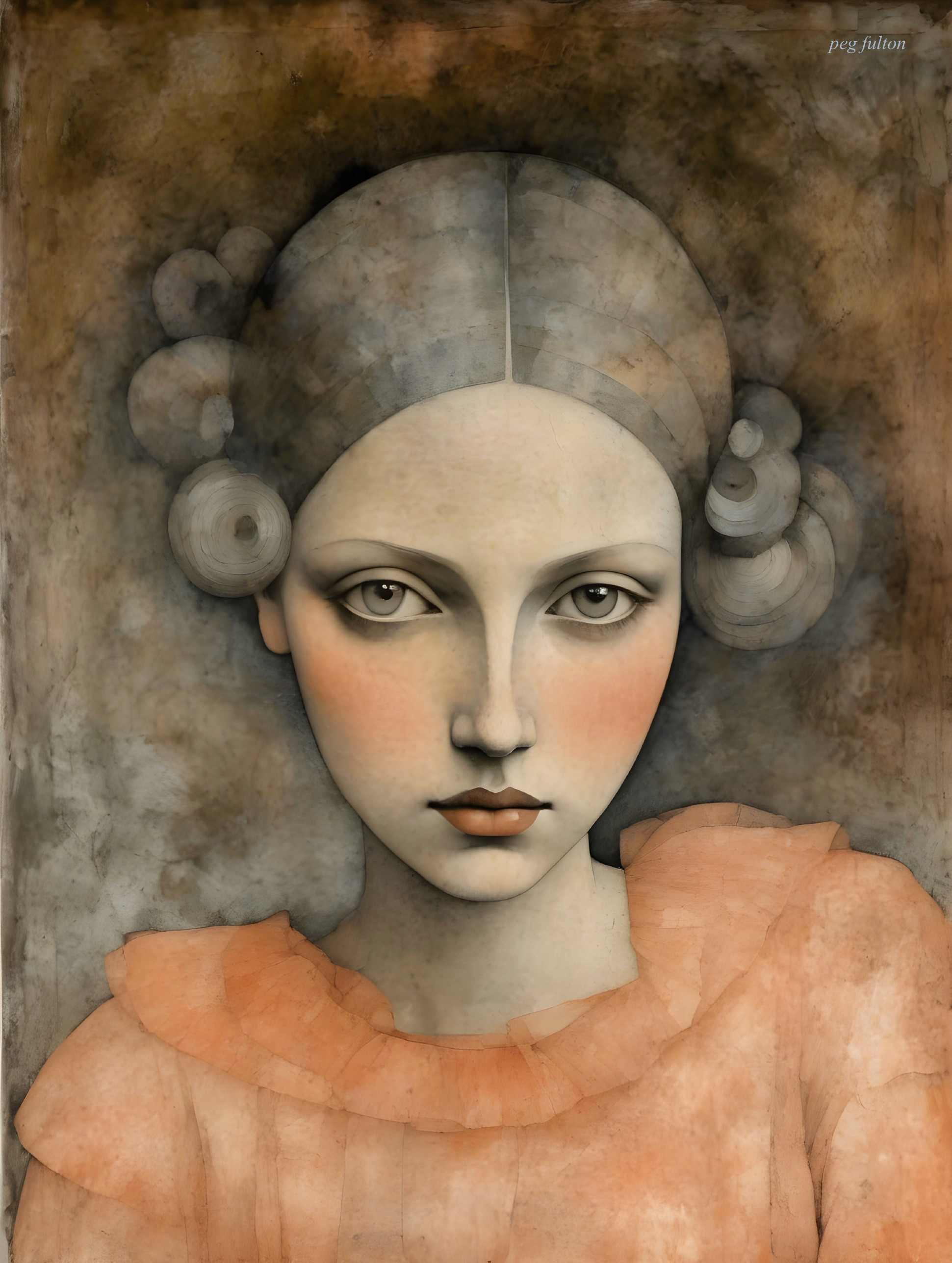 Stylized Portrait of a Woman with Enigmatic Expression