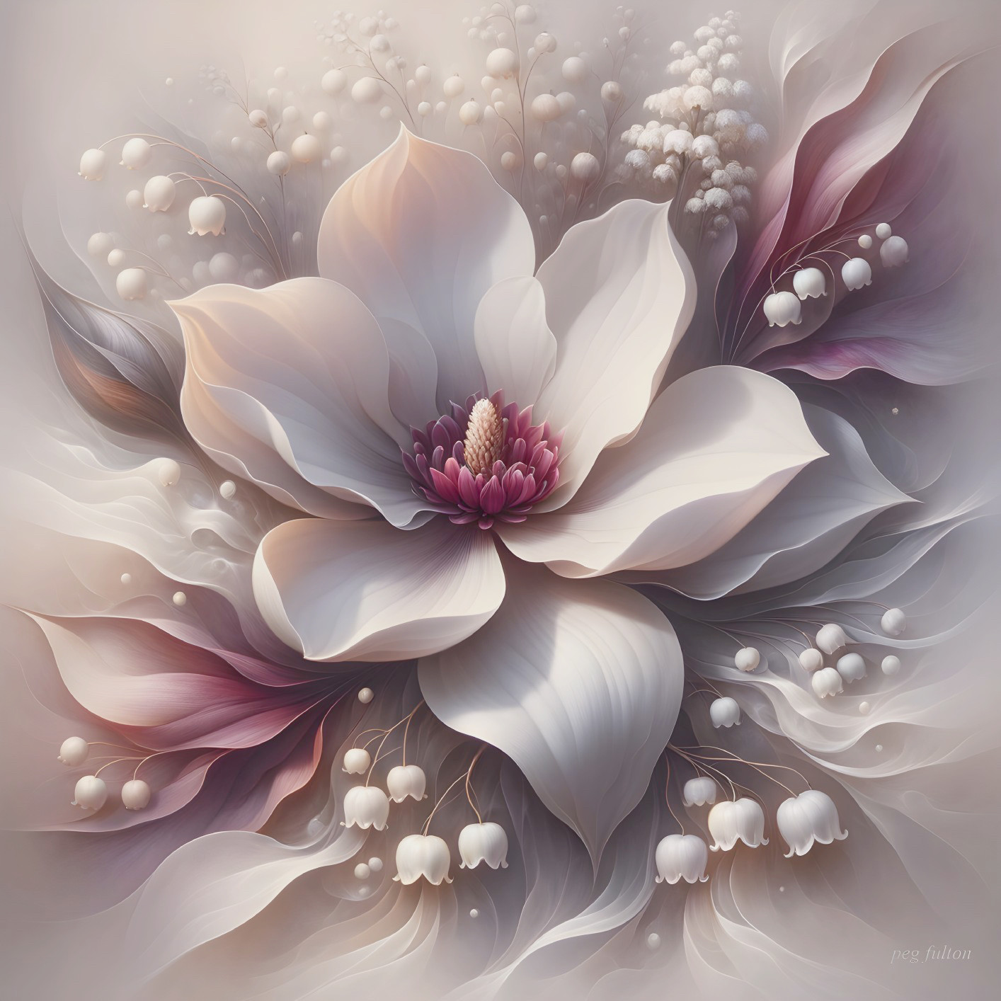 Elegant Floral Composition with White Flower and Pastels