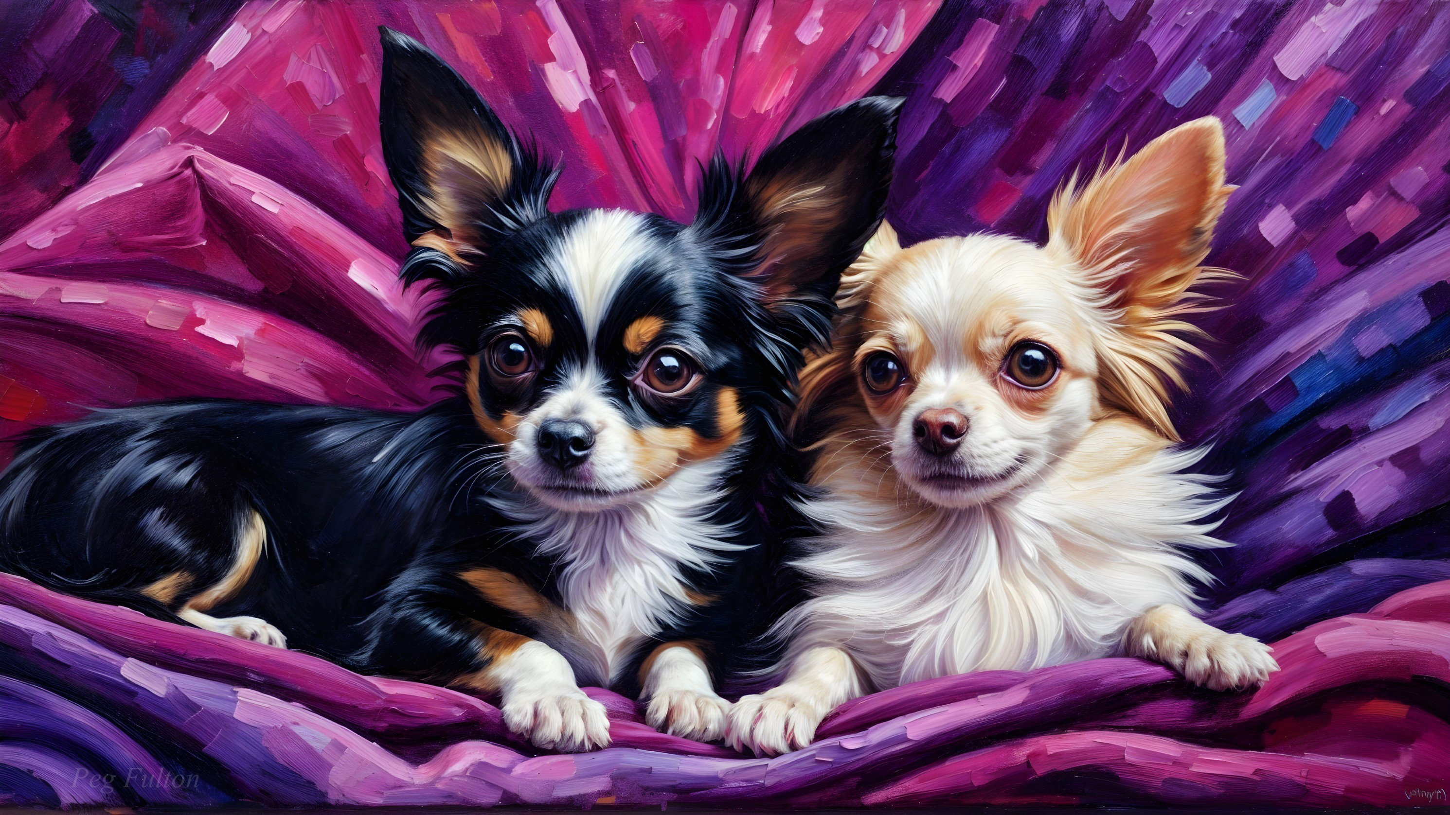 Chihuahuas on Purple Fabric: A Study in Companionship