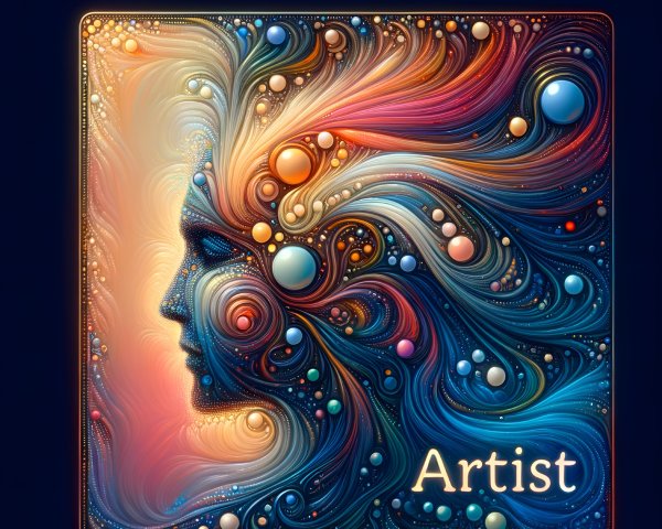Abstract Face with Colorful Patterns and Cosmic Elements