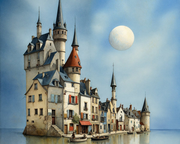 Fantastical Castle by Water with Whimsical Architecture
