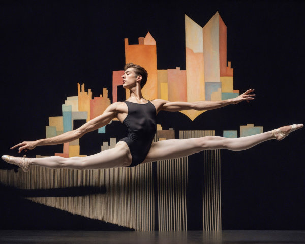 Male Ballet Dancer Performing a Grand Jeté Leap