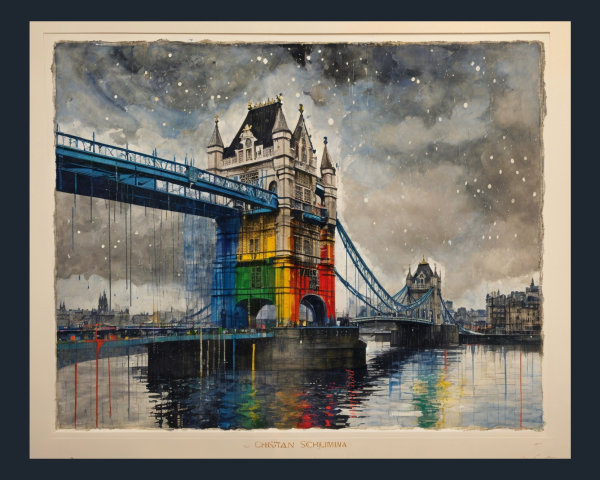 Vibrant Watercolor of Tower Bridge in London