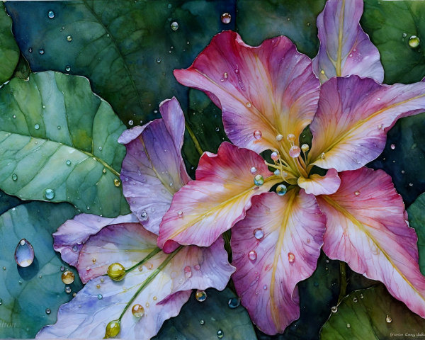 Vibrant Watercolor Painting of Delicate Flowers