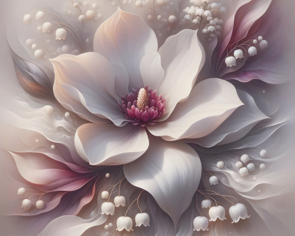 Elegant Floral Composition with White Flower and Pastels
