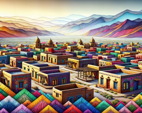 Colorful Cityscape with Traditional Architecture and Hills