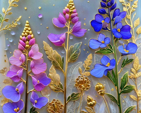 Vibrant Floral Arrangement with Gold Accents