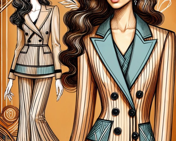 Chic Fashion Illustration of Tailored Outfit and Accessories