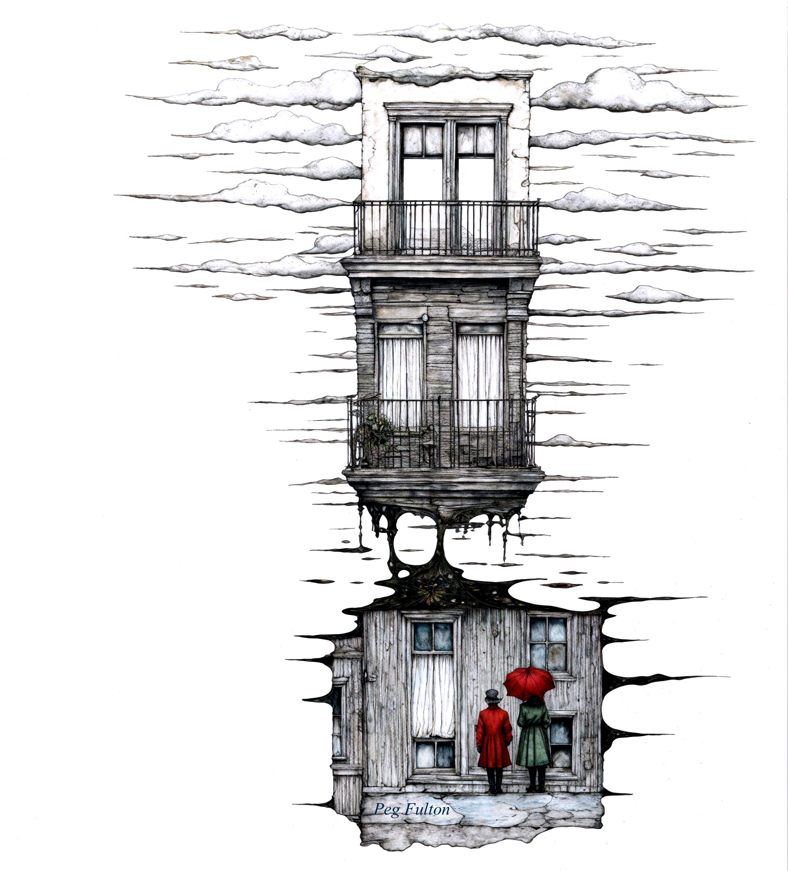 Surreal Two-Part Scene with Contrasting Structures