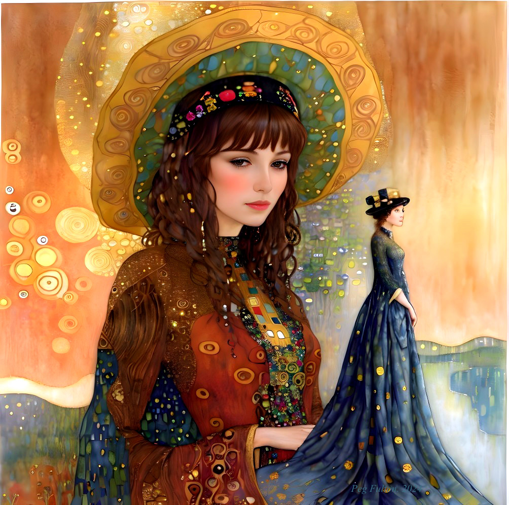 Elegantly Dressed Women in Historical Attire