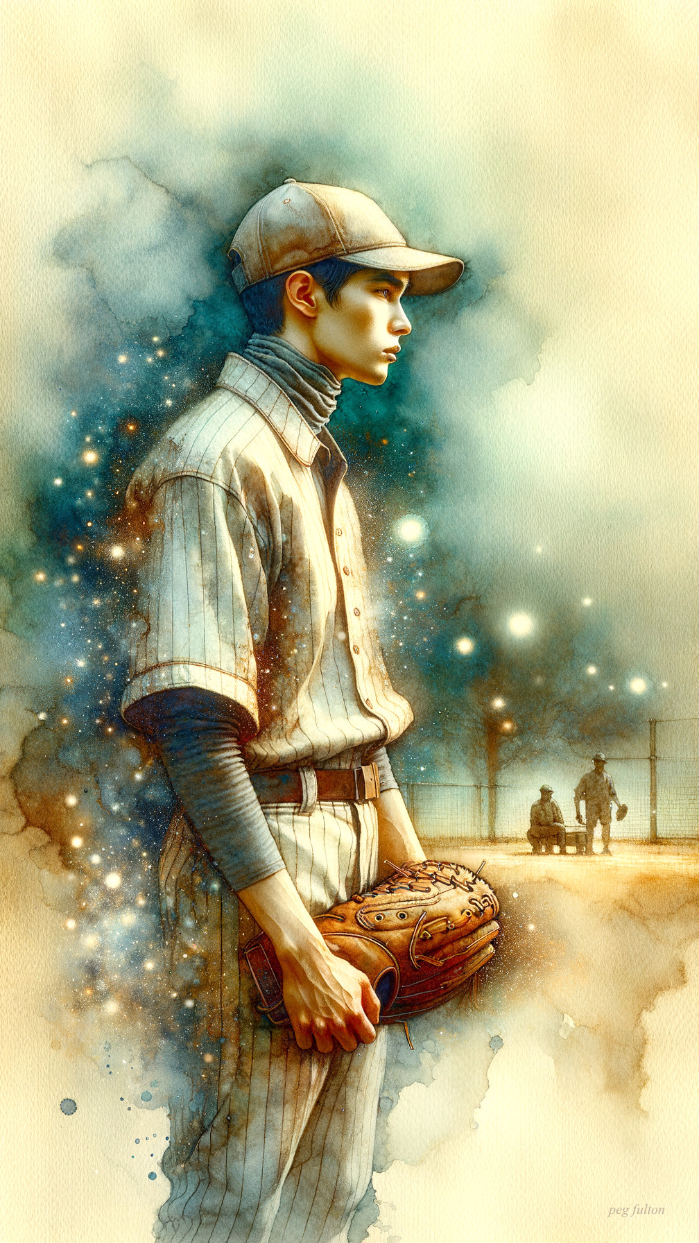 Young Baseball Player in Vintage Uniform with Glove
