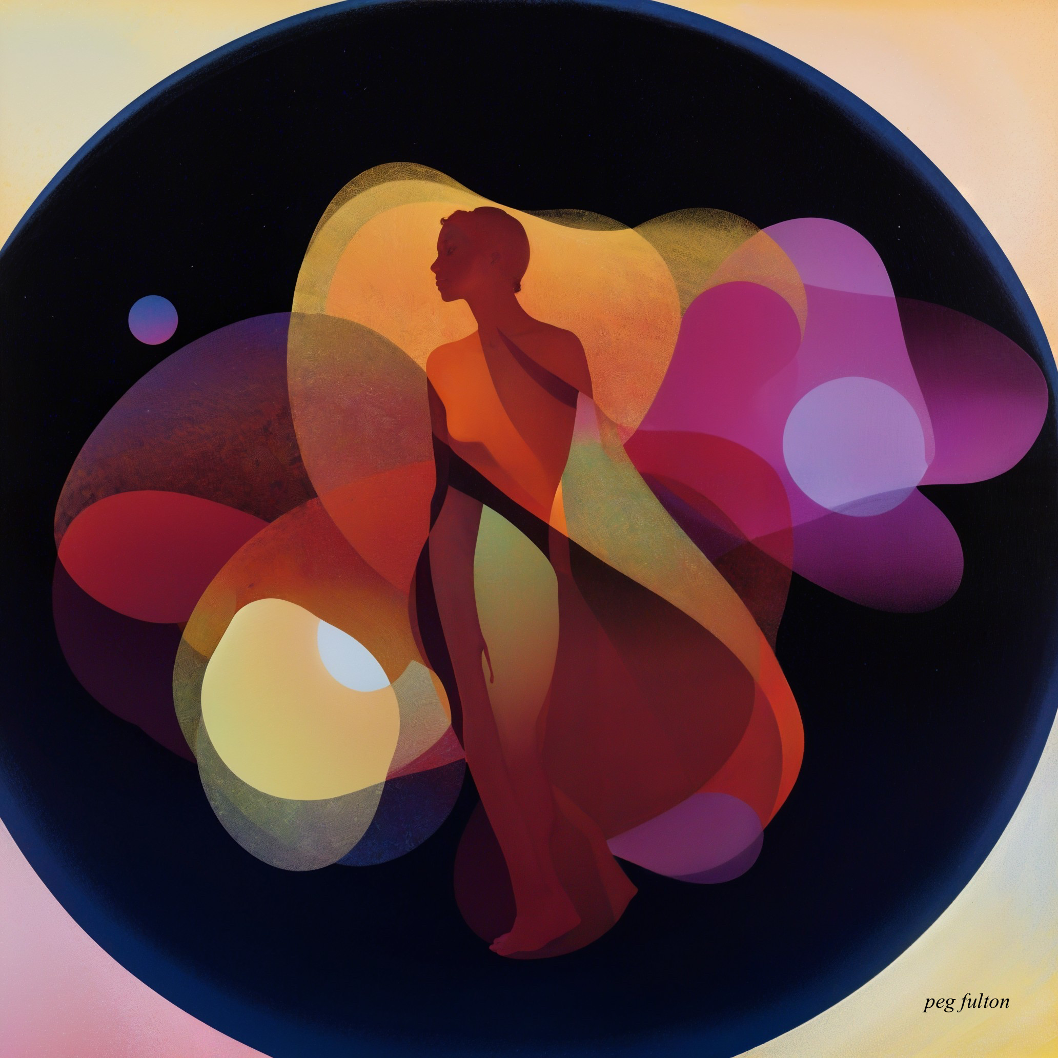 Silhouette in Vibrant Abstract Colorful Background
